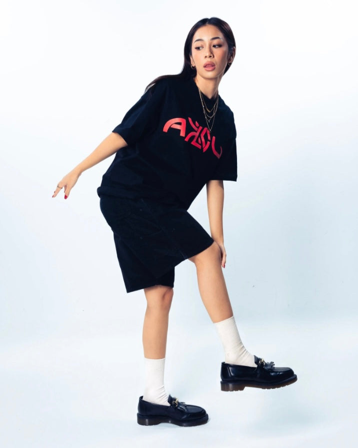 ALL LOVE EDGING TEE BLACK RED