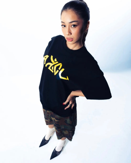 ALL LOVE EDGING TEE BLACK YELLOW