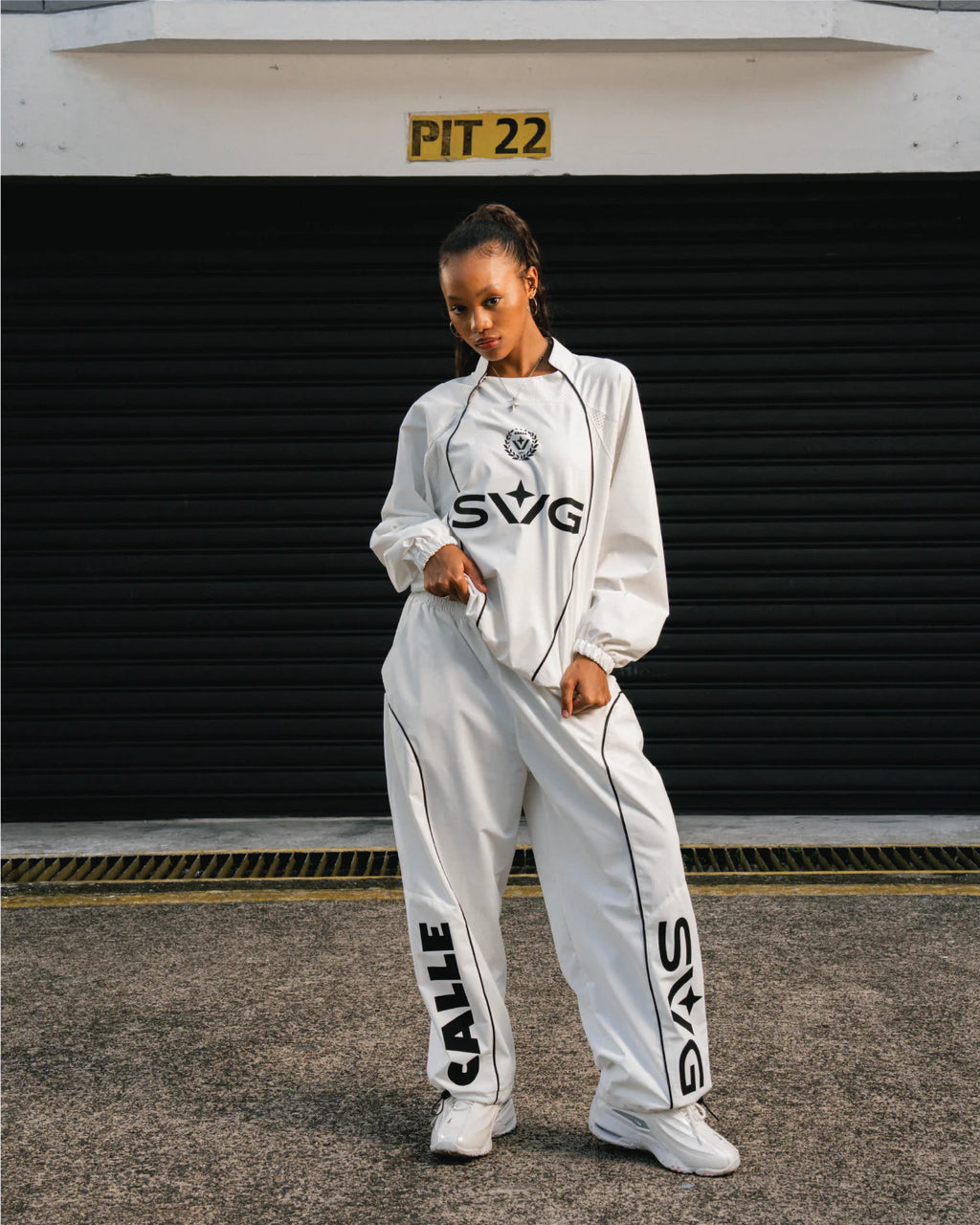 SVG x CALLE TRACKPANTS JERSEY WHITE